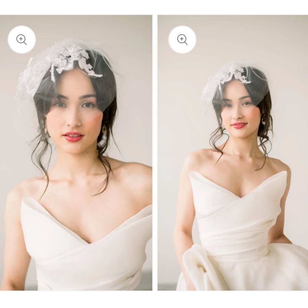 Tessa Kim Tulle Birdcage Veil with Lace Accents NWT